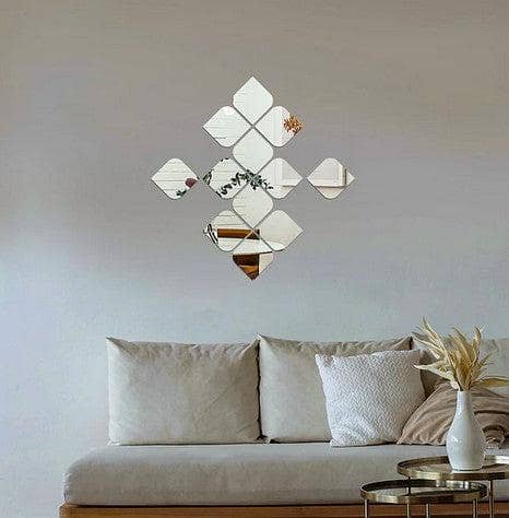 EVENTO Acrylic Quadrilateral Mirror Wall Decals | Modern Geometric Wall Decor Ideas | Stylish DIY Design Decorative Mirror Panels for Home Decor Living Room | Decorating Items for Bedroom and Offices and for Gifts | Creative Wall Decoration Pieces