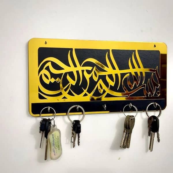 EVENTO Wooden Wall Hanging Mobile Holder and Key Holder 3D DIY Design Multipurpose Wall Hanging Mobile Organizer for Home Decor Living Room and Offices and for Gifts Items