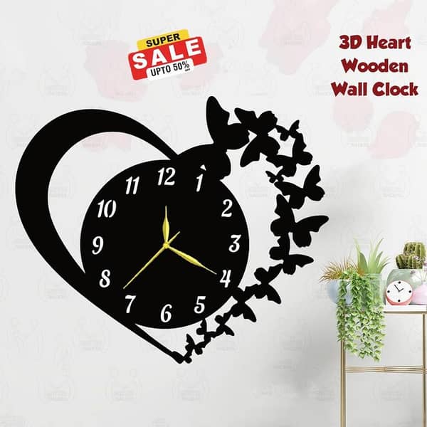 EVENTO Wooden 3D Wall Clock We Are Family With Birds Numeral Quartz Hanging Watch DIY Design Decoration For Home Decor Living Room And Offices And For Gifts Piece Item