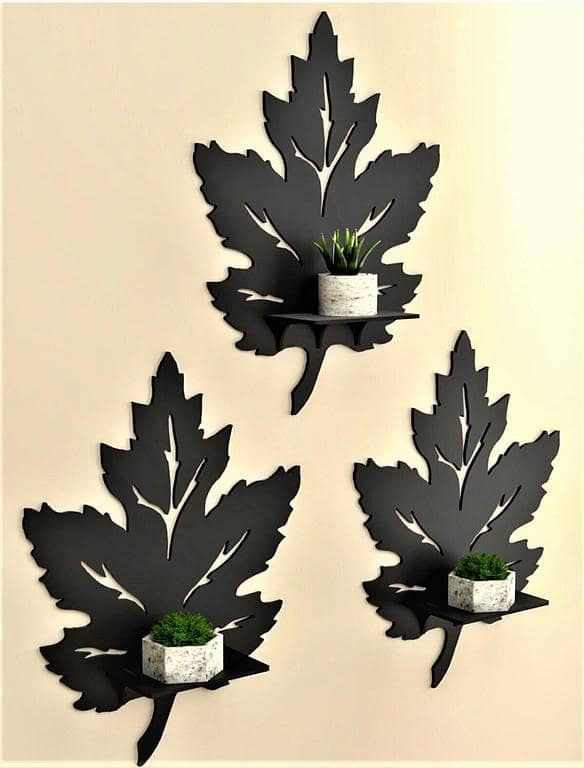 EVENTO 3D Wooden Corner Shelf | 3D Laser Cut DIY Design Decoration Piece for Home Decor Wooden Floating Shelf | Flower Leaf Candle Stand | Wall Shelf for Bedroom and Offices | Wooden Wall Shelf for Kids Room and Girls Room and for Gift Items