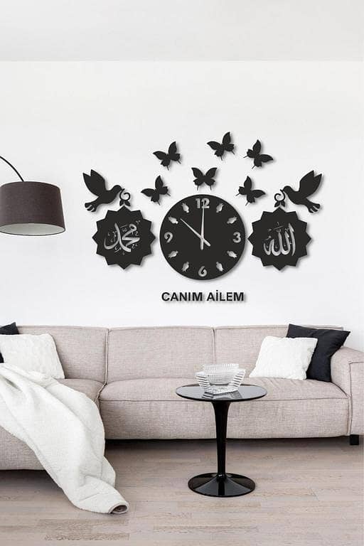 EVENTO 3D Wooden Wall Clocks | Laser Cut DIY Design Wall Watch for Home Decore Living Room | Quartz Watch for Wall Decor Ideas | 3d Wooden Clock Wall Stylish for Bedroom, Offices and for Gift Items | Wooden Decoration Items for Rooms | Islamic wallclocks