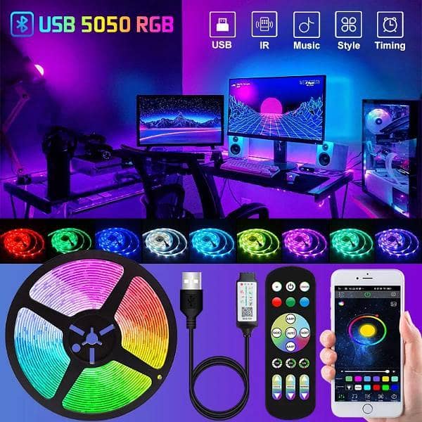 Tape Bluetooth USB LED Strip Light 5050 SMD 5V USB RGB Lights Flexible