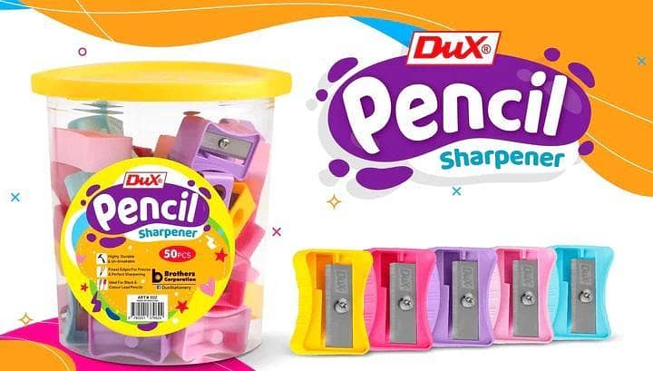 Dux Multi-Color Pencil Sharpener Box - 12 Pieces for Students, Office, and Design Work