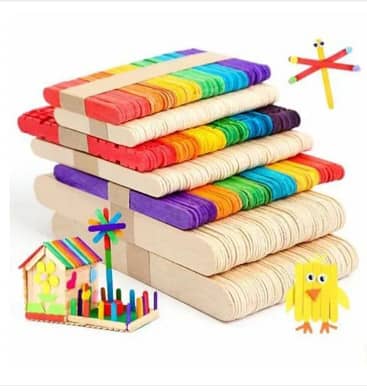 Pack of ice Cream Sticks Wooden Popsicles Colour Full Multiple Colour For Art And Decorations