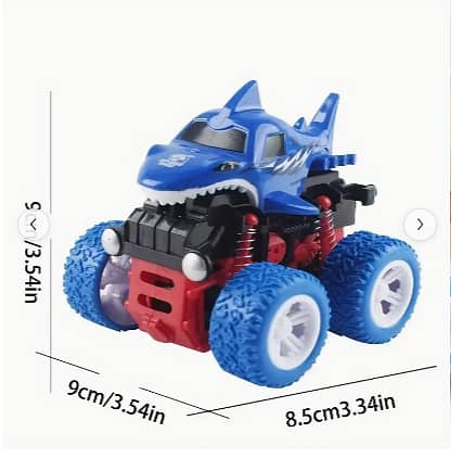 Shark Monster Truck pack of 4 mixed color  Friction Powered Toy Vehicles - Shun Fei Inertia Toy Cars, Durable Plastic, Blue and White, Ideal for 3+ for Birthday and Christmas Gifts