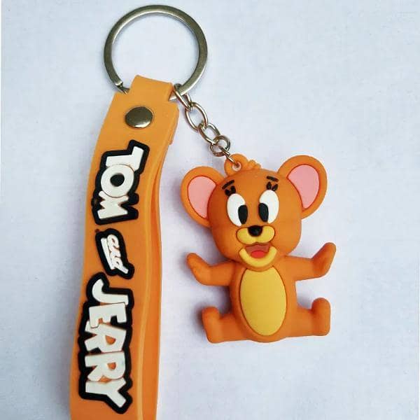 Tom & Jerry Keychain Pair with Strap in Durable Silicon