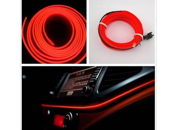 2m Red Neon Wire Glow for Interior Dashboard Lighting