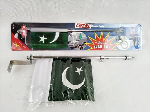 Pakistan Flag With Metal Fitting Rod Front Fender Car Flag