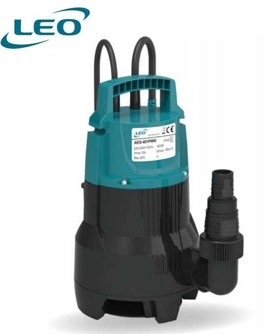 LEO AKS-251PWH , 250 WATT / 0.33 HP  RUST FREE ENGINEERED PLASTIC DIRTY WATER SUBMERSIBLE PUMP WITH FLOAT SWITCH FOR AUTOMATIC OPERATION , EUROPEON STANDARD WATER PUMP