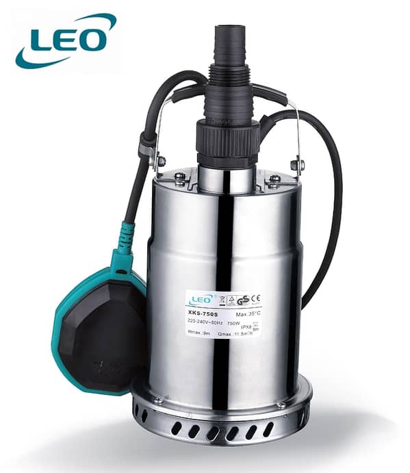 LEO XKS-400S , 400 WATT / 0.5 HP  STAINLESS STEEL CLEAN WATER SUBMERSIBLE PUMP WITH FLOAT SWITCH FOR AUTOMATIC OPERATION, EURPEON STANDARD WATER PUMP