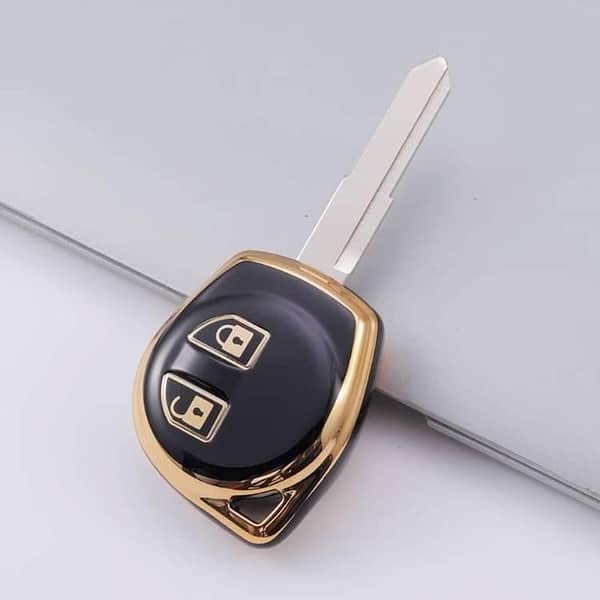 Suzuki Wagon R Soft Premium TPU Car Key Cover Black & Golden Remote Key Cover Case