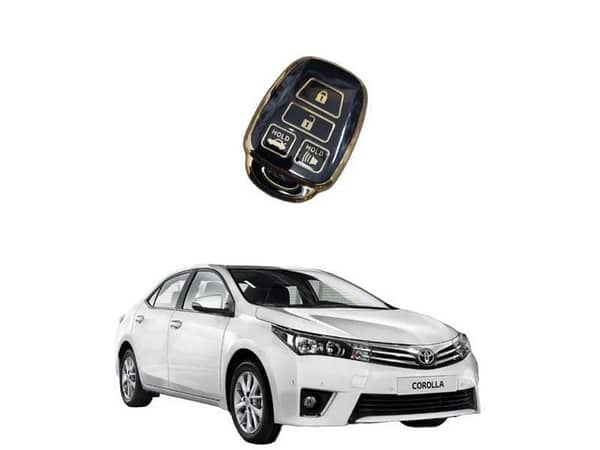 Toyota Corolla 2014-2024 Remote Key Cover Case in Black and Gold TPU