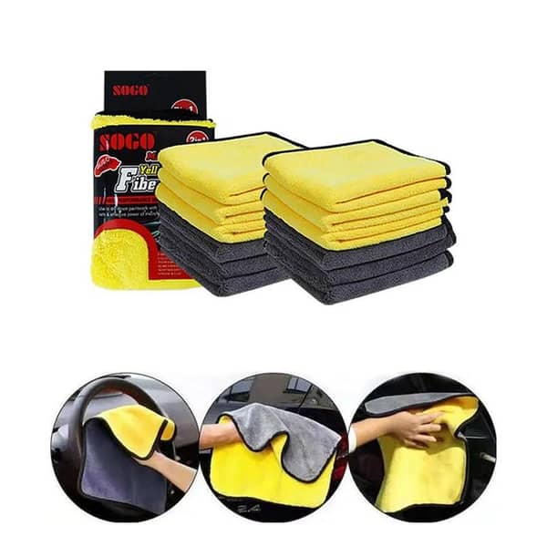 Sogo Microfiber Towel Yellow & Grey - Pack of 12