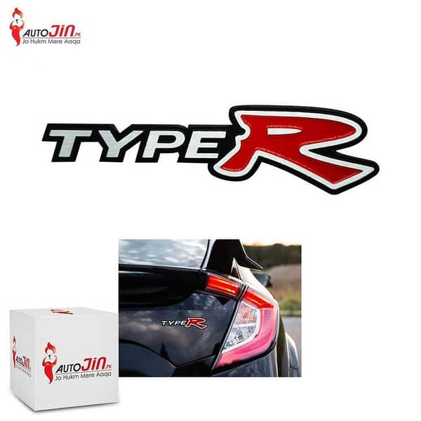 Type R Metal Emblem Black & Silver - Car Sticker Emblem Badge