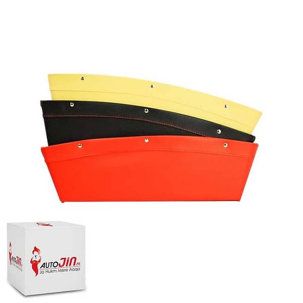 Car Storage PU Leather Seat Gap Filler Organizer Interior Accessories - Multicolour- 1 Piece