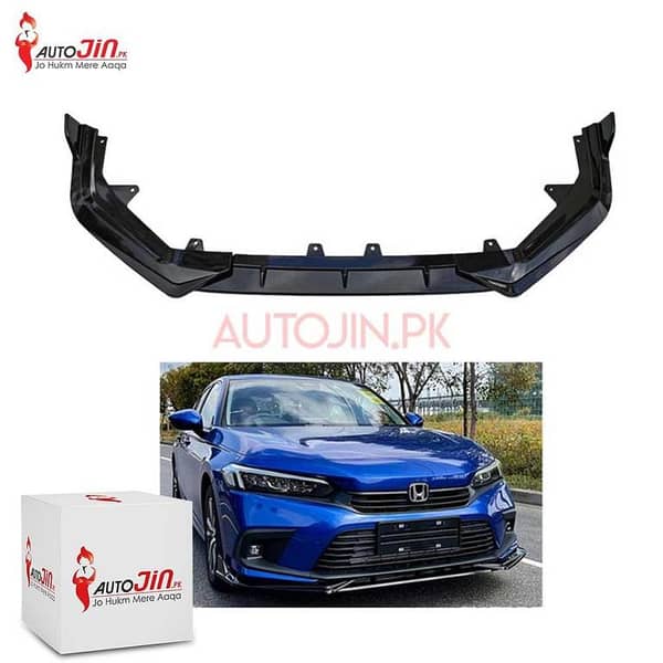 Honda Civic 2022-23 Front Splitter Glossy Black 3Pcs -  Front Bumper Splitter