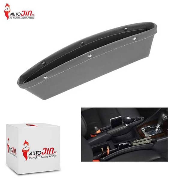 Car Storage PU Leather Seat Gap Filler Organizer Interior Accessories - Grey - 1 Piece