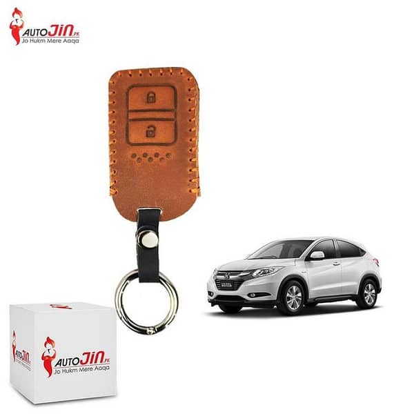 Brown Leather Key Cover for Honda Vezel