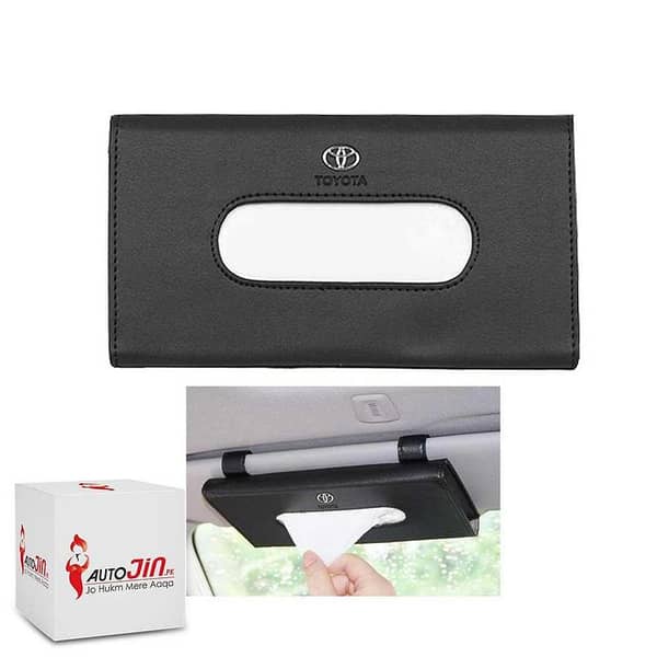 Car Sun Visor Leather Hanging Tissue Box Toyota - Black