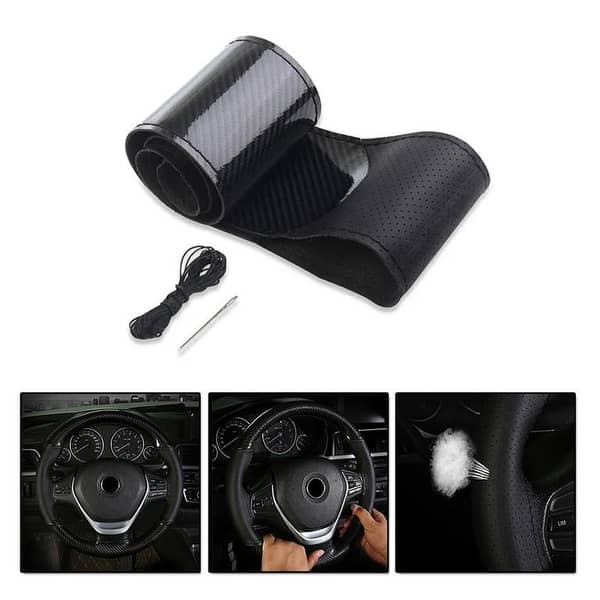 Universal Carbon Fiber Leather Steering Wheel Cover