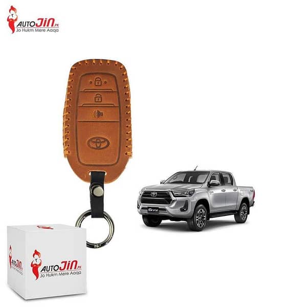 Brown Leather Key Cover for Toyota Hilux Revo
