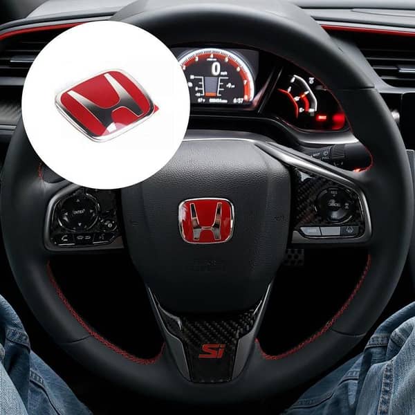 Honda Steering LOGO Red & Chrome - Honda - Steering LOGO