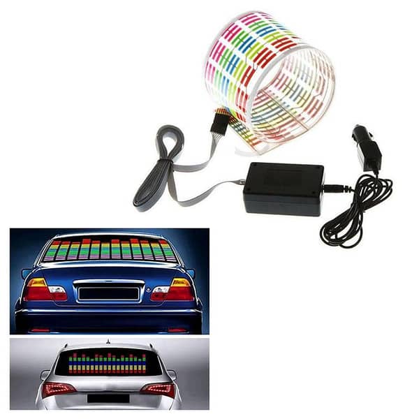 LED Neon Car Light Decoration Window Sticker Music Rhythm Sound Activated Equalizer Flash Strobe Light