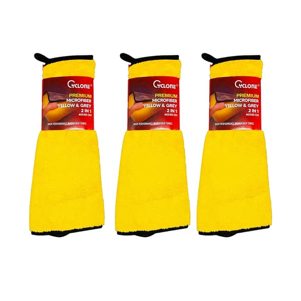 Micro Fiber Cloth for Car / Bike / Kitchen and Other Home Appliances 40*40 - Double Side Yellow And Gray