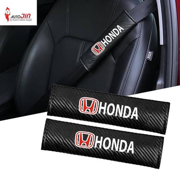 Honda Carbon Fiber Car Seat Safety Belt Pad Cover Shoulder Protector - 2pcs
