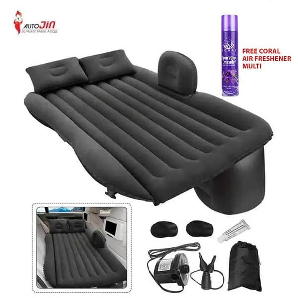 Road Trip Camping Inflatable Car Bed Comfortable Travel Inflatable Back Seat Car Mattress Cushion Air Mattress Car - Free Coral Air Freshener (Autojin)