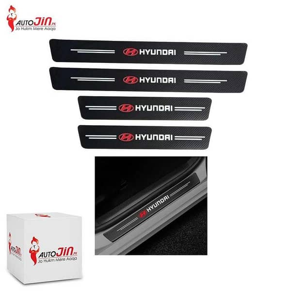 Hyundai Logo Car Door Floor Panel Guard Carbon Fiber