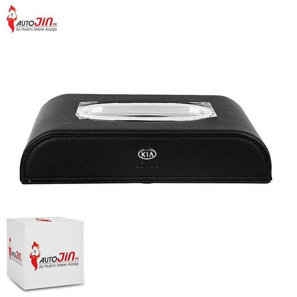 Car Tissue Box High Quality - KIA LOGO - Pu Leather - Black
