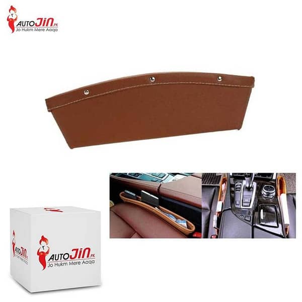 Car Storage PU Leather Seat Gap Filler Organizer Interior Accessories - Rust Brown - 1 Piece