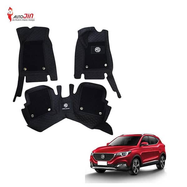 Sogo Luxury 9D MG ZS Mats With Carpet - Black And Rust 2020-22