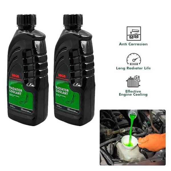 SOGO Radiator Coolant 1L Green - Pack of 2 - Car Coolant - Anti Rust Coolant - Heat Preventive Coolant - Heavy Duty Car Coolant