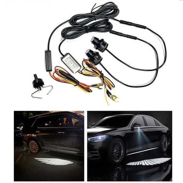 Universal Car Rearview Mirror Side LED Angel Wing Light Dynamic Projection Lamp