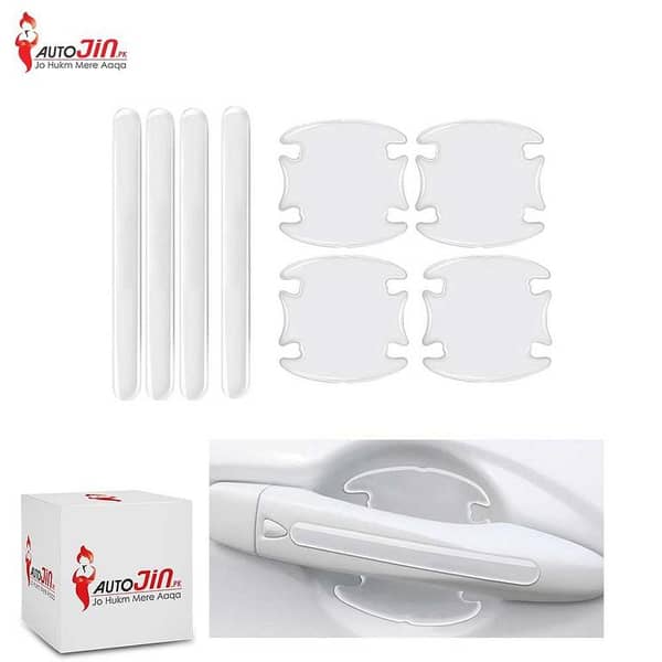 Universal Logo Silicone 8-Piece Transparent Car Door Handle Protection Set