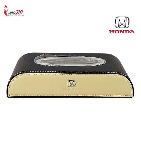 Car Tissue Box High Quality - Honda LOGO- Pu Leather - Black & Beige