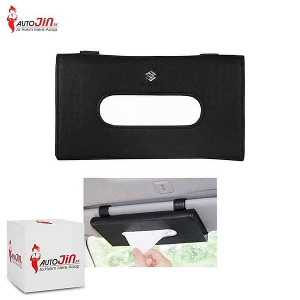Car Sun Visor Leather Hanging Tissue Box Suzuki - Black