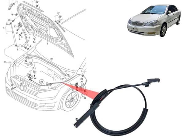 Bonnet Cable for Toyota Xli (2002-2006)