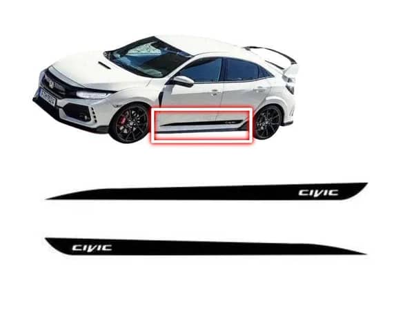 Honda Civic 2016 - 2022 Stickers 2 Piece Honds  Size 196cm x 9cm Side Stripes