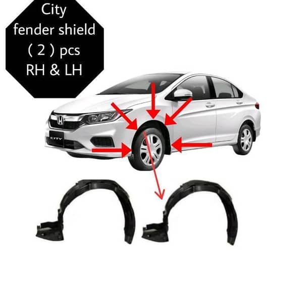 Honda City Fender shield ( 2 ) pcs 2008 - 2023 Gm RH & LH both side ( save your car from Rust ) Blac