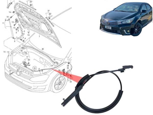 Toyota Corolla Xli  2014-2020 Bonet Opener Cable
