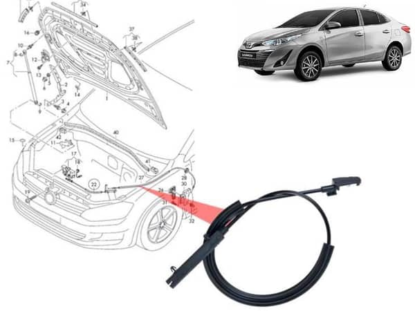 Bonnet Opener Cable for Toyota Yaris (2020-2024)