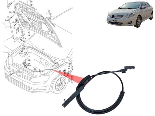 Bonnet Opener Cable for Toyota Corolla XLi (2009-2014)