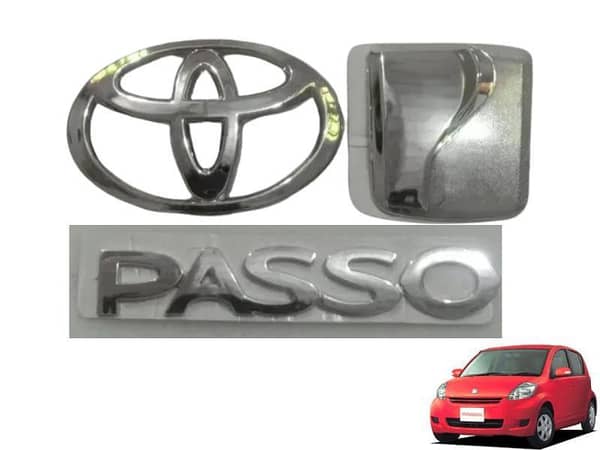 Monogram Logo Emblem Set for Toyota Passo (2004-2015) - 3 Pieces