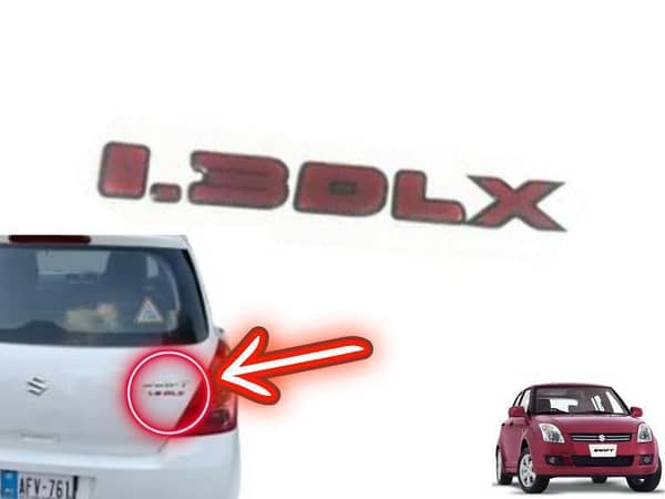 Emblem Red Sticker for Suzuki Swift 1.3DLX - Single Piece