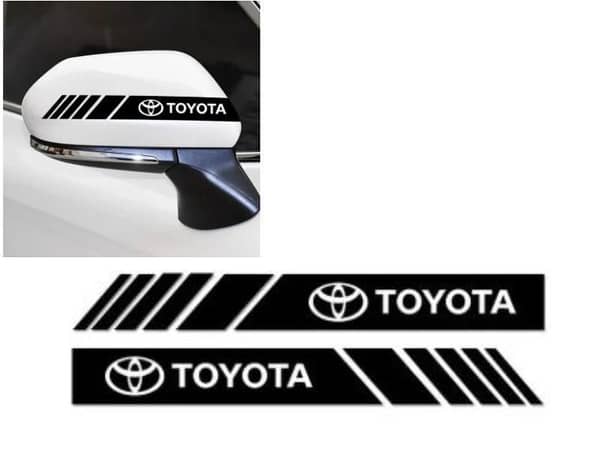 Toyota Sticker Color Stripe  Side Rear View Mirror Decor | 2 Pieces | Width 2cm Length 20cm