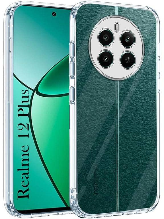 Transparent TPU Shockproof Phone Case for Realme 12 Plus 5G with Soft Dust Plug and Camera Protection