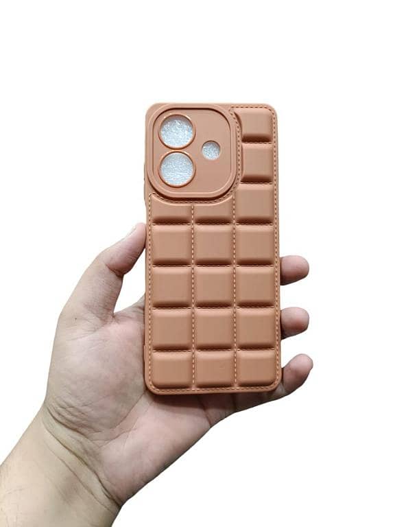 OPPO A3X / A3 Back Cover Soft Puffer Choclate Design Bubble Camera Protection OPPO A3x / A3 Phone Case